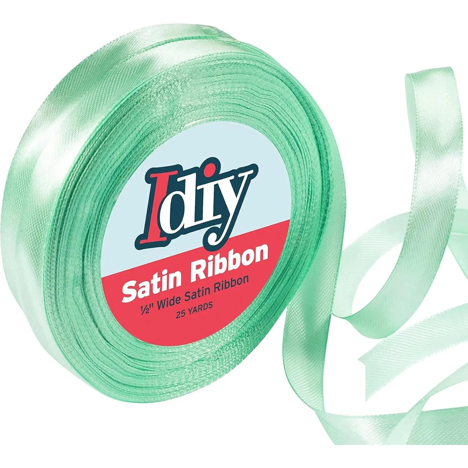 Idiy Satin Ribbon - 1/2, 50 Yards (Mint Green) - Great for DIY Crafts, Gift Wrapping, Wedding Decorations, Sewing Projects, Party, Decorative Embellishments, Hair Bows, Baby Showers, and More!