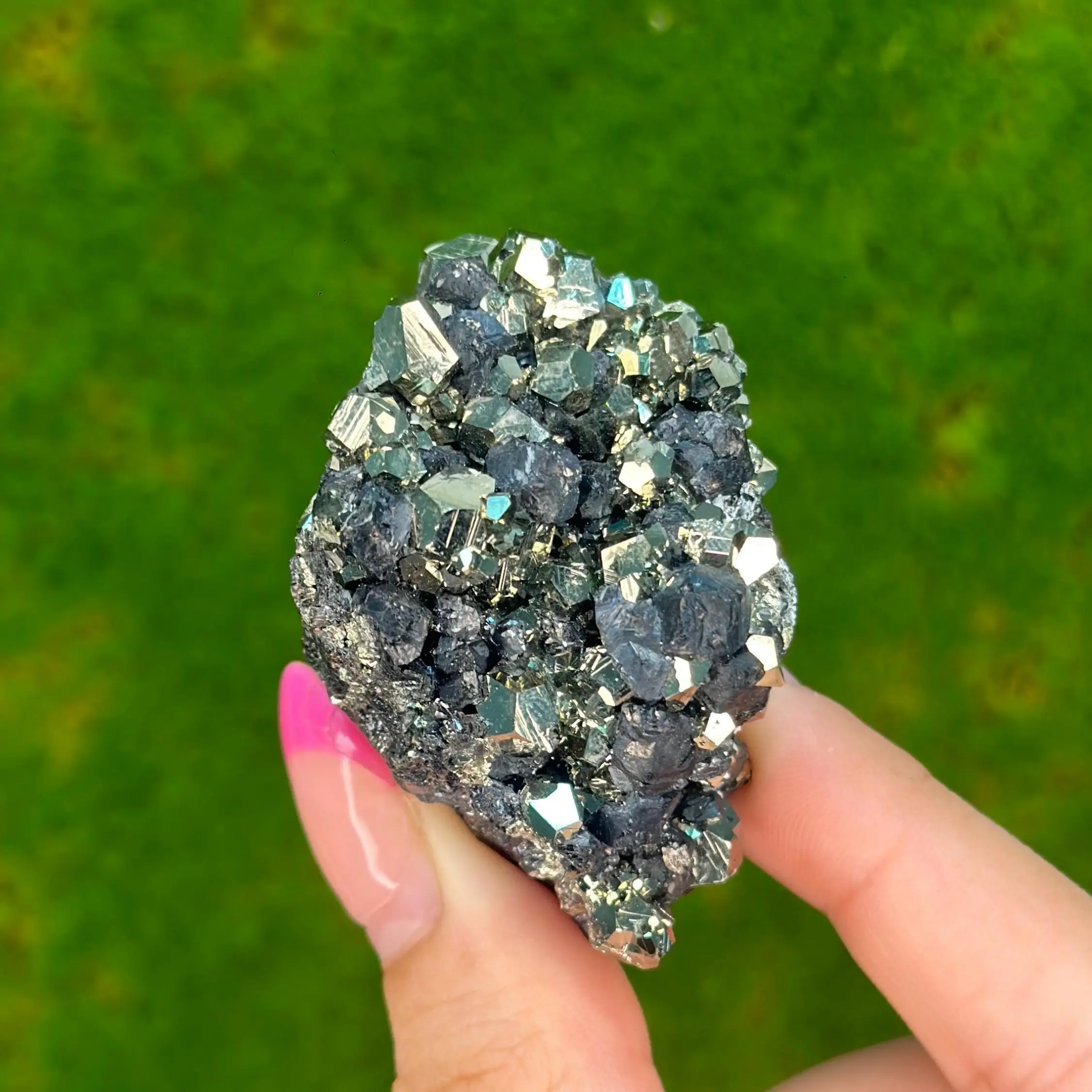 Lustrous Peruvian Pyrite w/ Quartz and Spharelite from Huanzala Mine, Peru