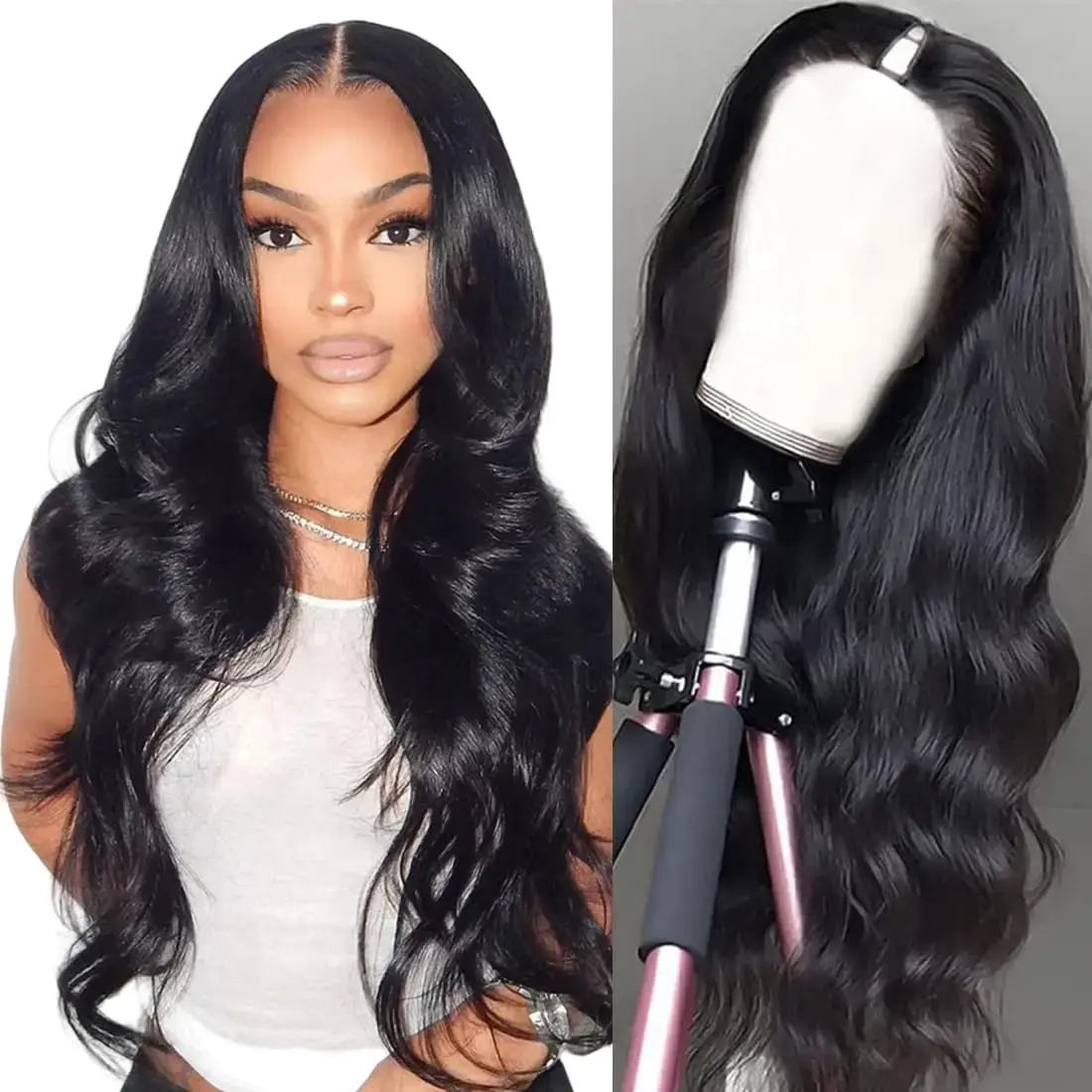 Bling Hair V Part Wigs Human Hair Body Wave Upgrade Drawstring Glueless Human Hair V-Part Clip in Wigs For Women No Leave Out No Sew-in Beginner Friendly