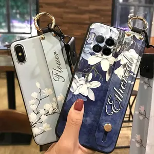 Kickstand Fashion Design Phone Case For TCL T-Mobile Revvl7 Pro Soft case Wrist Strap Durable Anti-knock protective Shockproof Phone Holder Dirt-resistant Back Cover Flower ring