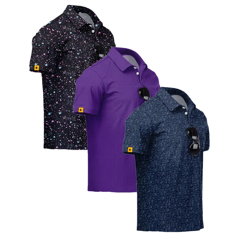 Purple dodecagon + dark blue graffiti + black base with splashes