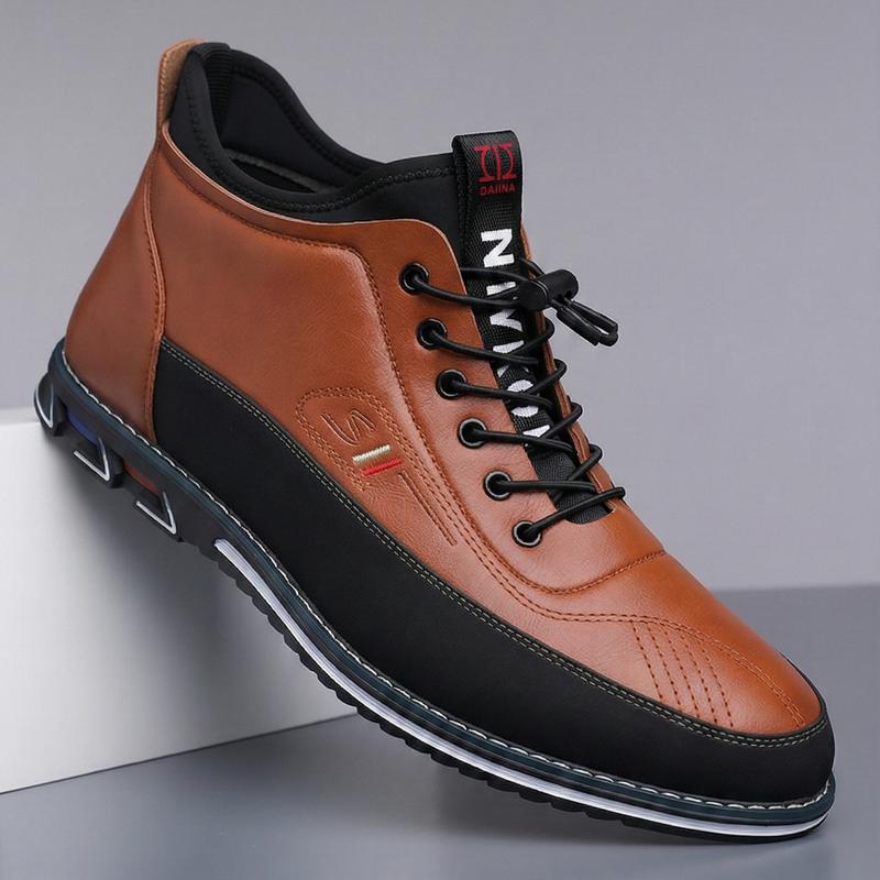 New Men's All-Season Casual Sports Leather Shoes - Durable Men's Casual Shoes - Made of durable materials, mid-top design, elegant and stylish, closed toe, suitable for business casual and formal occasions.