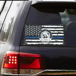 Thin Blue Line Code 4 Vinyl Decals - Permanent Tribute for Car & Gear | Honor Police, Sheriff, LEOs | Car Stickers Decals for Vehicle Exterior Decor