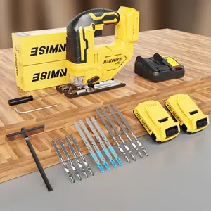 Cordless Jigsaw with Battery & Carrying Case | 0°-45° Bevel Cutting, 3 Adjustable Modes (Straight/Curved/Bevel), LED Work Light, Fast Charger, for Wood, Metal & Plastic Cutting - Perfect Christmas Gift for Men & Fathers