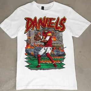 Jayden Daniels Graphic Tee, Menswear Crew Neck Football Streetwear T-Shirt, Unisex Casual Regular Fit Cotton Tops, Good Vintage Hip-Hop Bold Retro Apparel, Men Round Neck Y2K Sports Tees