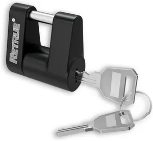 RETRUE Trailer Tongue Coupler Lock, Trailer Hitch Lock,Dia 1/4 Inch, 3/4 Inch Span for Tow Boat RV Truck Car's Coupler, Black