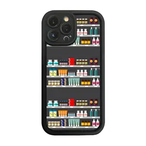 Phone Case: 1 Pharmacy Shelves with Medicine Bottles, Sprays And Pills Phone Case Buffer Anti-collision Protective Phone Cases Suitable for Various Models of iPhone 17 16 15 14 13 Pro Max Cover
