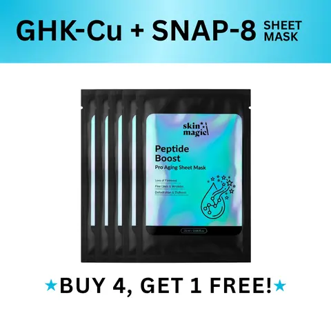 Peptide Boost Pro Aging Facial Sheet Mask - GHK-Cu, Snap-8 Infused, Hyaluronic Acid Hydrating Skincare Mask for Fine Lines, Deep Expression Lines, Moisture Boost, Skin Repair, Smooth Texture