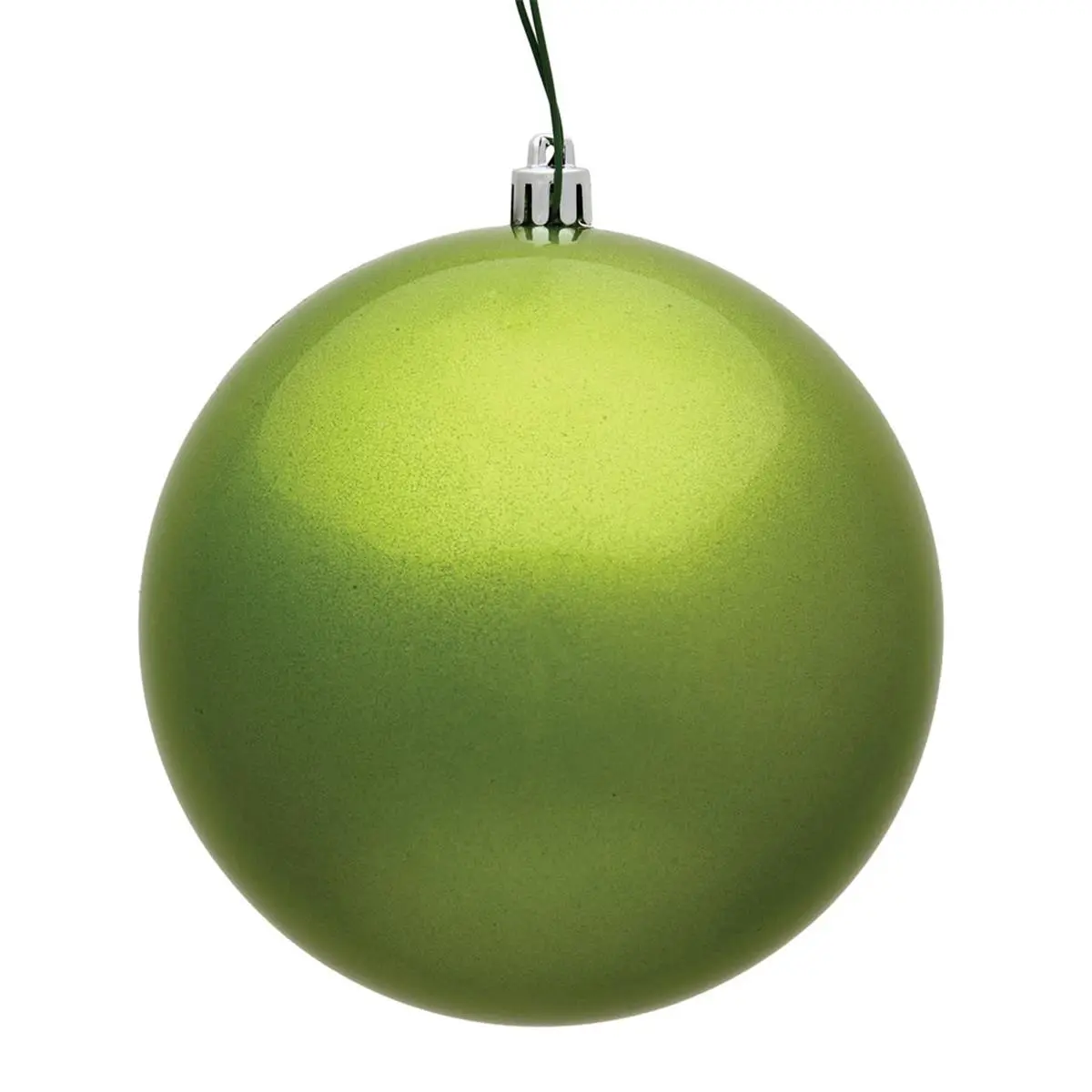 212 MAIN 10 in. Plastic Lime Candy UV-Drilled Cap Christmas Ornament Ball, Festive Home Decoration Piece