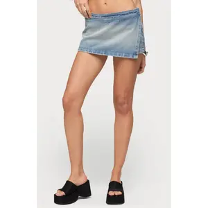 Edikted Women's Roswin Wrap Denim Mini Skort - Multicolor