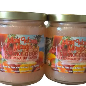 Maui Wowie Mango Smoke Odor Exterminator Candle Set of 2 Household Paraffin Blend 420 Friendly Decor Light