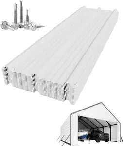 Roofing Panels for Metal Carport 20x25 ft, 20x20 ft, Heavy Duty Metal Carport Kits, 27 Ga. Galvanized Steel Ribbed Panels, 60.23 in x 19.68 in, 16 Pcs, White