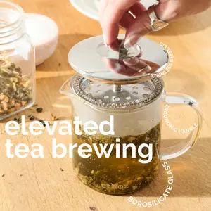 ethoz® by Planetary Design Glass Tea Brewer | Borosilicate Glass with Stainless Steel Strainer | Loose Leaf Tea | 14 oz
