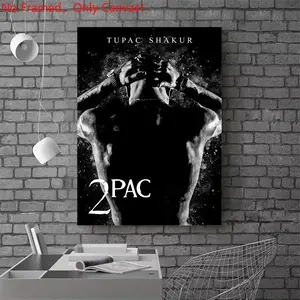 1 piece/set frameless canvas painting print poster, Popular hip-hop culture Characters realism art，Tupac Shakur '2Pac' Poster，a perfect gift for Rap Music loves, ideal gift for bedroom, living room, dorm hallway, kitchen, mural, wall decoration, room deco