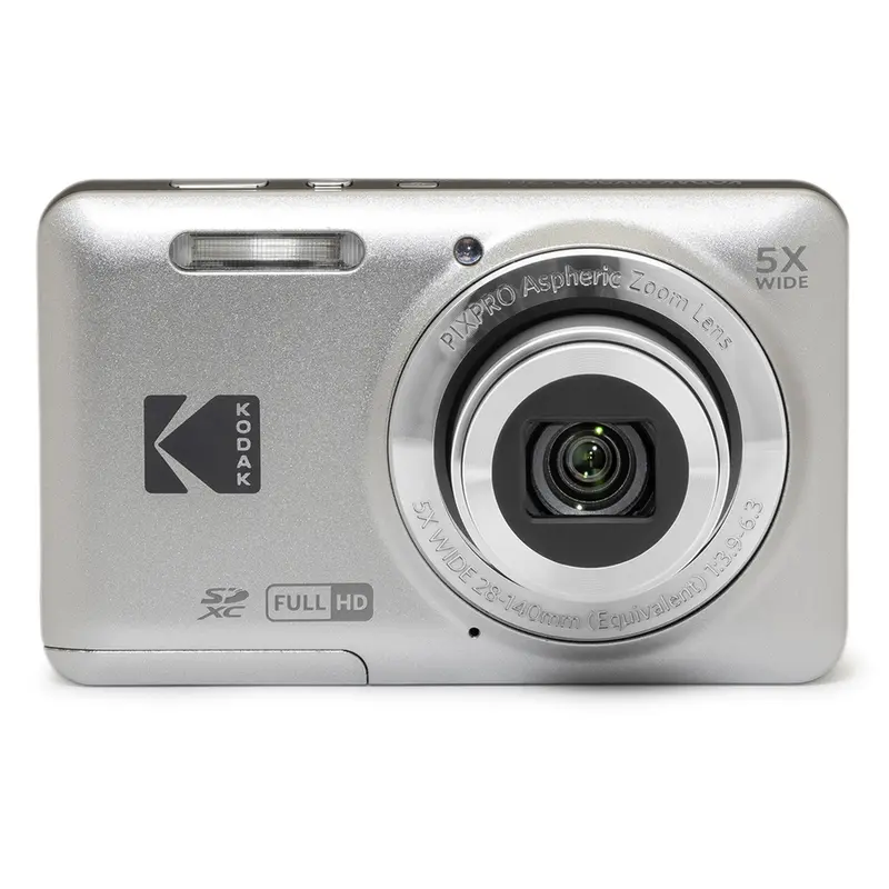 Kodak PIXPRO FZ55 Compact Friendly Zoom Digital Point & Shoot Camera - Silver, 28mm Lens, 5x Optical Zoom, Full HD Movie, Built-In Batteries, Auto Detection, Blink Detection, for Amateur Photographers, High Definition Electronics, High Definition Camera