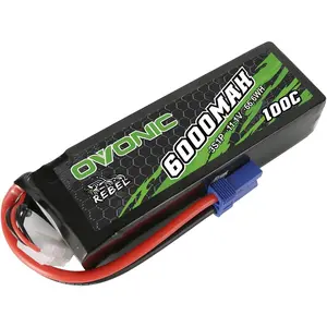 OVONIC 3S Lipo Battery 100C 6000mAh 11.1V Lipo Battery with EC5 Connector for Arrma 1/5 1/8 1/10 RC Car and Truck