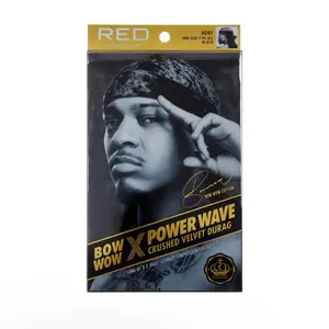 Bow Wow X Power Wave Durag 360 Cap for Men & Women Adjustable Hook-and-loop Strap Stylish Durable Ideal Locs Braids Finger Waves Spandex Black Modern