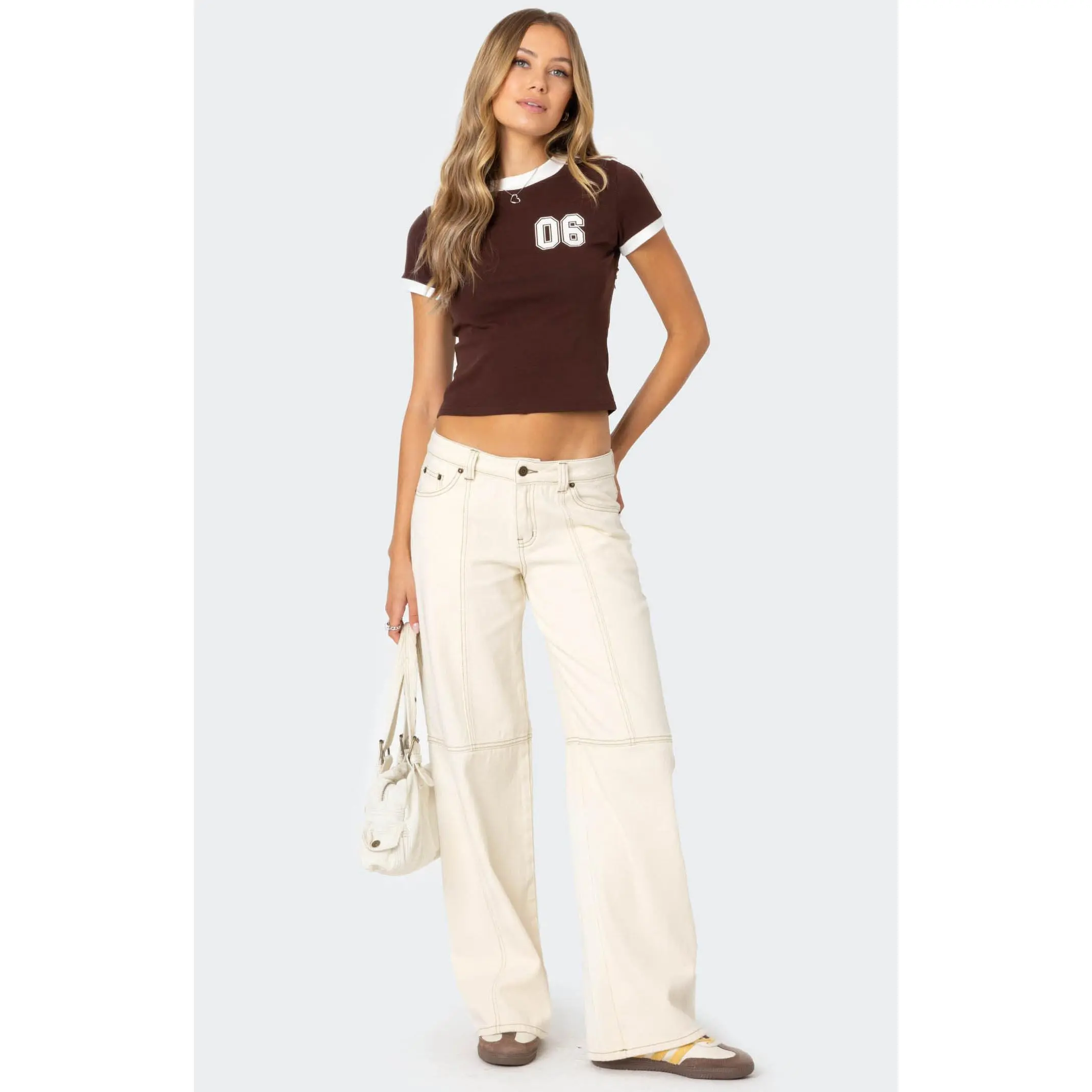 Edikted Women's Contrast Stitch Low Rise Jeans
