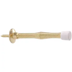212 MAIN Brass Plated 3-in. Spring Door Stop - Door Hardware, Baseboard-Mounted Shock Absorber