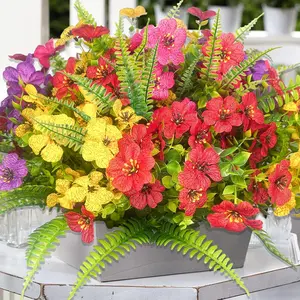 12Pcs UV Resistant Artificial Flowers | Zero Maintenance Faux Plants for Porch & Window Box