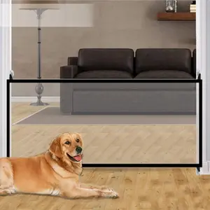 Pet Gate,Baby Gate,Magic Gate Portable Folding mesh gate Safe Guard Isolated ，Indoor and Outdoor Safety Gate Install Anywhere Sturdy Safety Fence (Black)