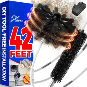 42  Dryer Vent Cleaner Kit - Lint Remover,Flexible Lint Brush with Drill Attachment, Fireplace Chimney Brushes for Easy Cleaning, Extends Up to 42 , Use with or Without a Power Dril