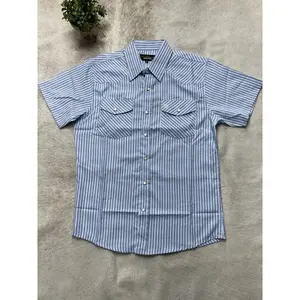 Men Aztec Short Sleeve Striped Shirt Sky