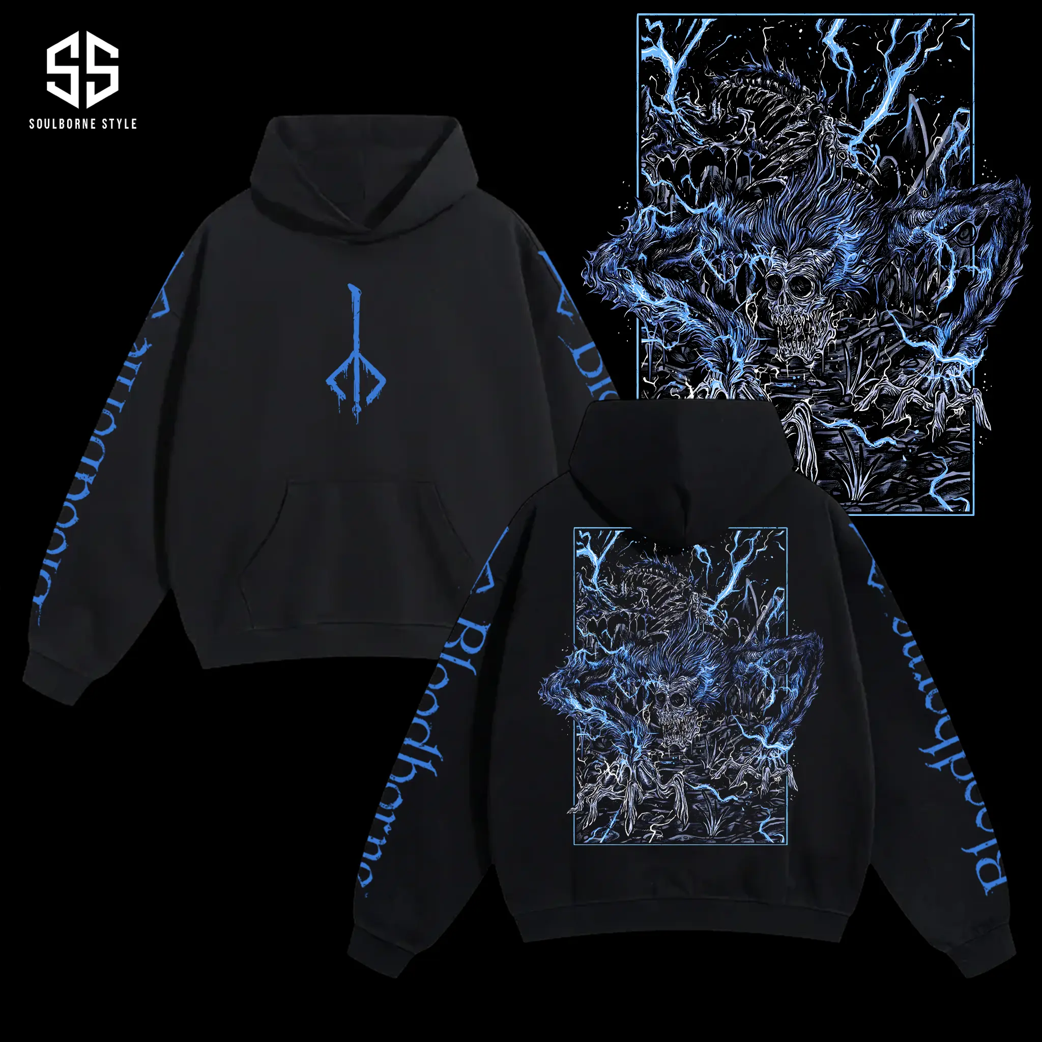 [Soulsborne Style] Vintage Grim Style Darkbeast Paarl - Bloodborne Unisex Hoodie, Soulsborne Gaming Apparel, Game Shirt, Video Game Clothes, Boy Merch, Gift For Him, Gift For Her, Soulslike Streetwear