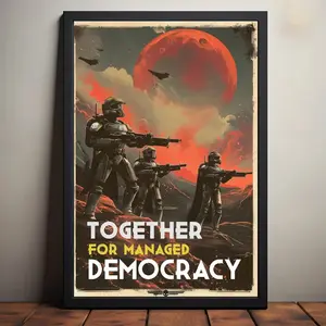 Together For Managed Democracy Video Game Poster Helldivers 2 Game Premium Wall Art Poster Unframed HD Print Home Office Decor Unique Trendy Gift