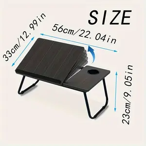 Multifunctional Adjustable Folding Table, 5-Angle Adjustable Leisure Reading Desk with Cup Holder, Non-Slip Strips, Portable Folding Laptop Stand, Suitable for Dormitory/Living Room/Bedroom/Youth Study Desk, Laptop Desk/Bedside Table/Sofa Table