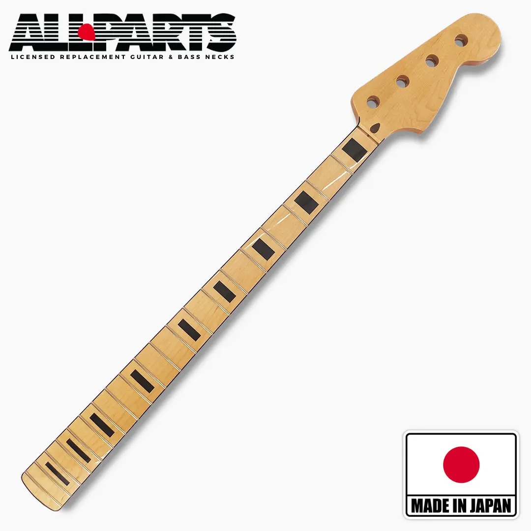 Allparts Fender®-Licensed JMF-BB Replacement Neck for Jazz Bass® - Jumbo Frets, Bound Fretboard, Deluxe Aesthetics, Jazz Bass Compatible, 0.92" at First, 1.01" at Twelfth, for Accomplished Artists, 0.92" At First Fret