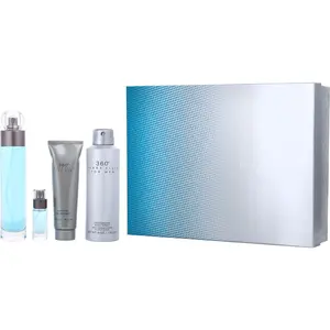 Perry Ellis 360 Set-Edt Spray 3.4 Oz & Shower Gel 3 Oz & Deodorant Body Spray 6 Oz & Edt Spray 0.25 Oz Mini For Men