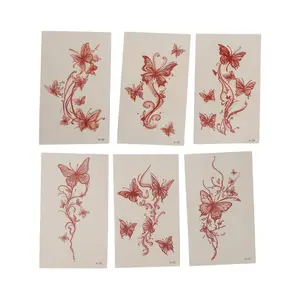 VOCOSTE Realistic Fake Tattoos Butterfly Temporary Tatto for Adult Red 6 Pcs