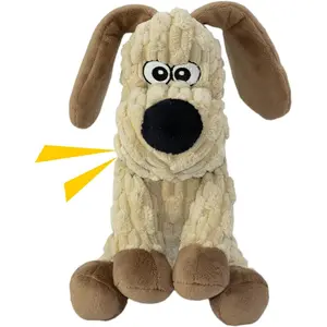 Squeaky Stuffed Dog Toys, Chew Toy for Large Medium Small Breeds, Plush Dog Toys to Keep Them Busy, Puppy Teething Dog Toy, Crinkle Dog Toy (Khaki Dog)
