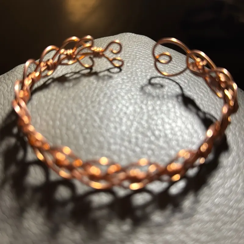 Gratitude Bracelet - 14 Gauge Copper Wire with Intricate Swirls and Twists for Everyday Wear - Energy Conductor & Abundance Symbol