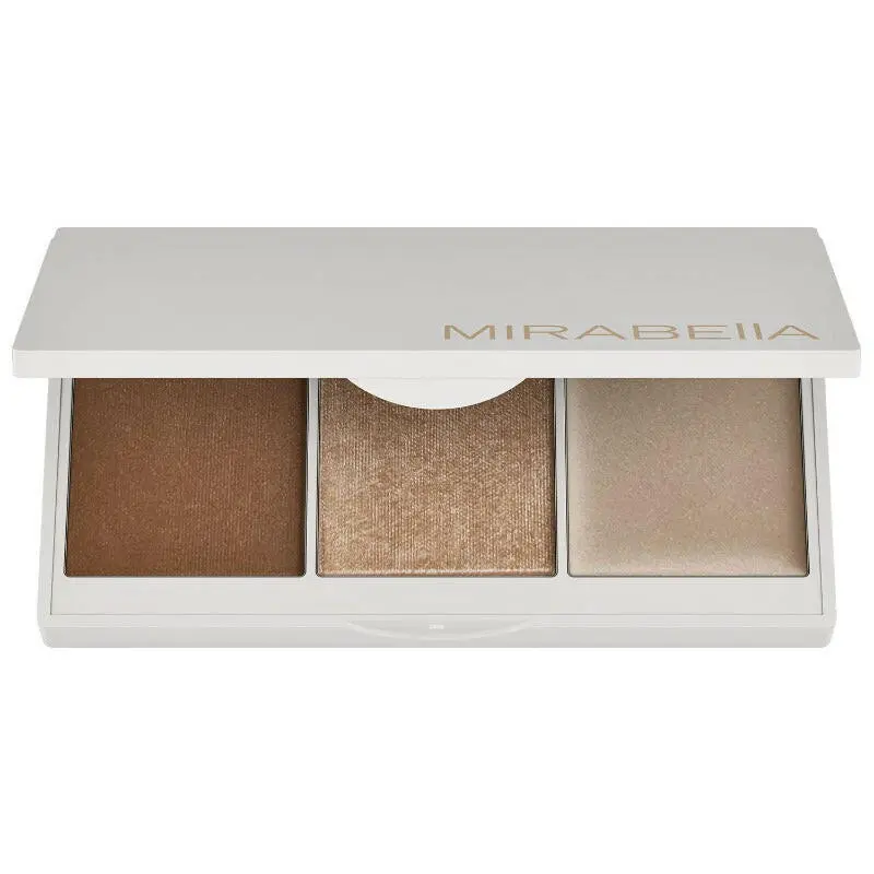 Mirabella Megastar Pro Face Trio Powder Contour Palette with Bronzer Powder & Cream Highlighter, Lightweight & Buildable Color Contour Makeup Creates a Flawless, Sculpted Look for All Skin Types  Hydrate Cosmetic Kit Moisturizer