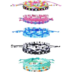 Z-WBA5  15pcs Braided Beaded Friendship Bracelets for Teens Girls Handmade Stackable Woven Cute Girls Bracelets Teenager Pinata Goody Bag Stocking Stuffers Tween Birthday Christmas Party Favors