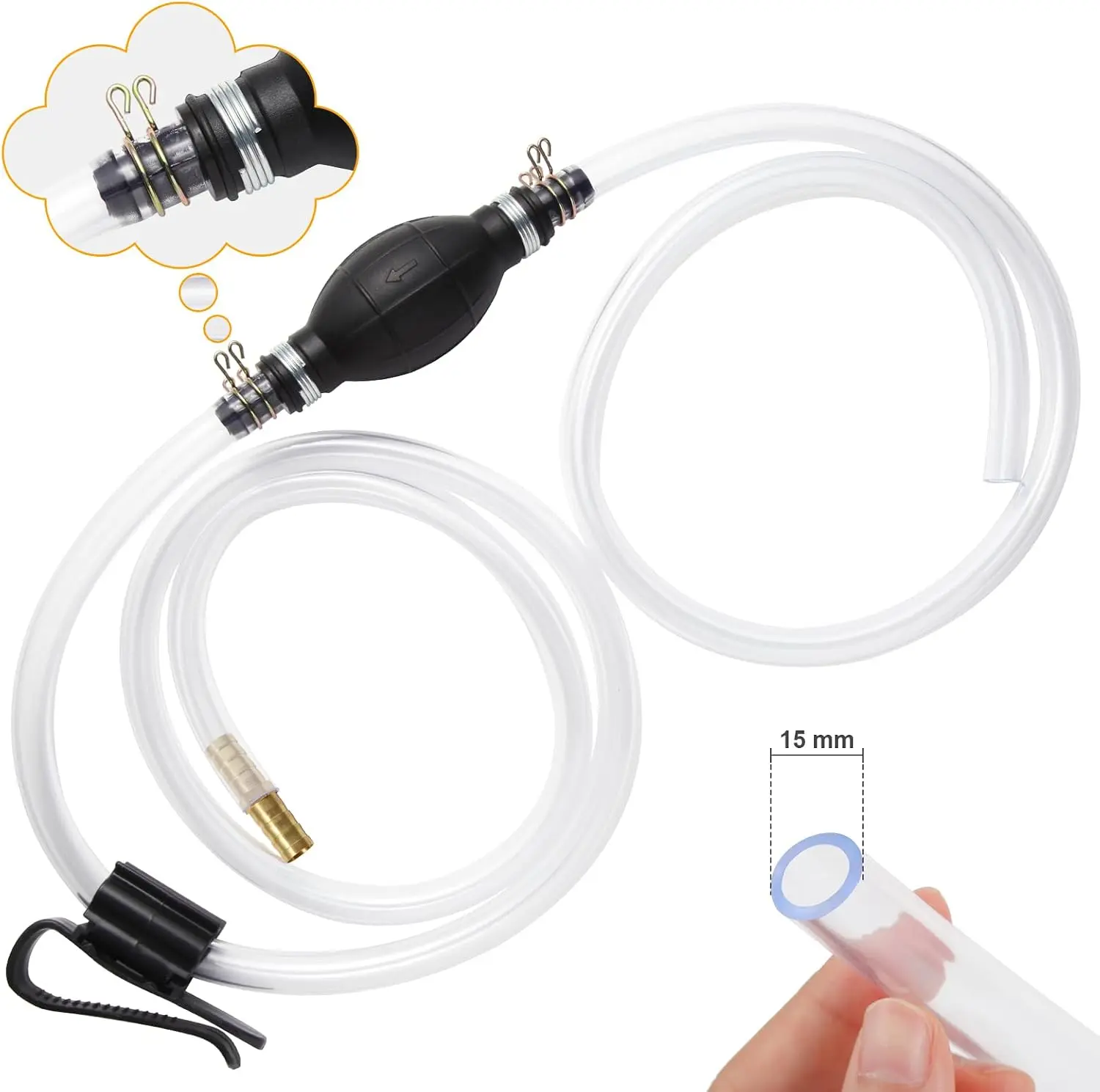 Gasoline Siphon Hose Pump, Hand Water Transfer Pump | Gas Siphon Pump for Water Oil Petrol Diesel, Manual Fuel Pump with 2 Premium PVC for Lawnmover Motocycle Tractor Fish Tank