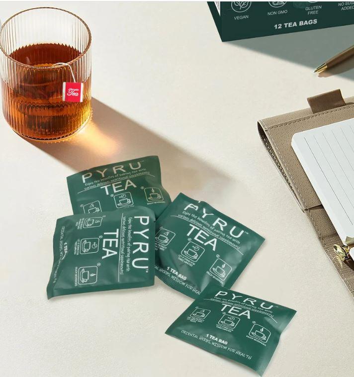 Pyru Tea: Energy Tea For Man, 12-Pack Box - Pure Ingredients, Natural Herbal Infusion