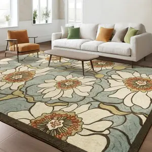 RUNIA Retro Rugs Washable Boho Non-Slip Faux Wool Area Rug for Living Room, Bedroom, Dining Room & Home Office - Versatile Design Versatile