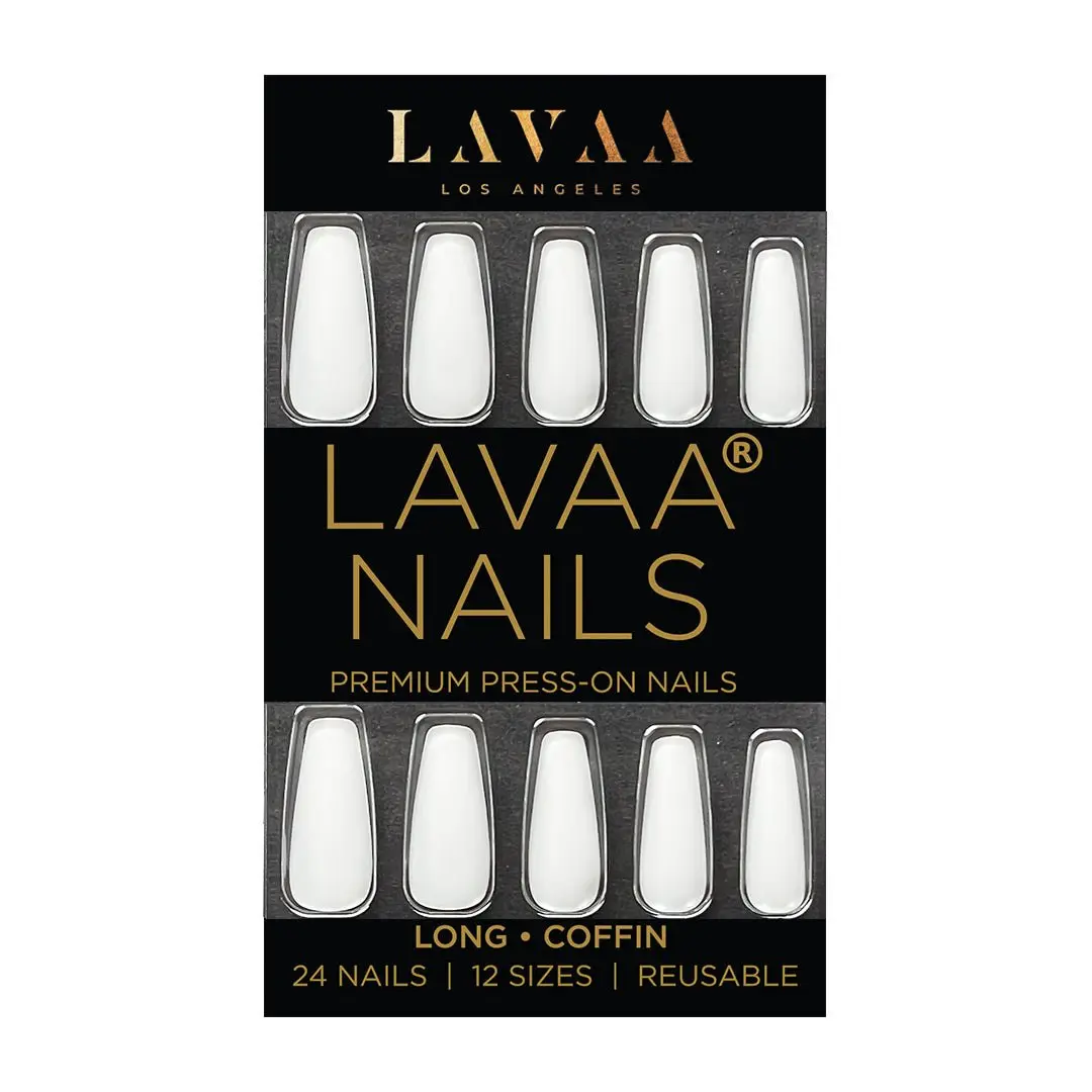 WHITE COFFIN Long Coffin Press On Nails - Matte Ultra-White Finish
