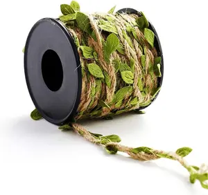 Natural 3ply 2MM Jute Twine - Green Leaf Burlap Ribbon String, Heavy Duty Rope for Hanging Gardening Decorations, Arts and Crafts