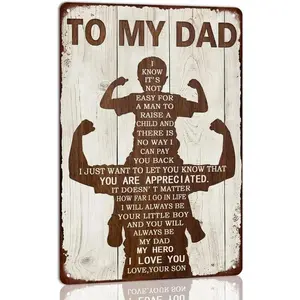 Decorations To My Dad Metal Sign Father's Day Tin Sign Vintage Home Wall Decor Signs Birthday Gift For Dad From Son 8x12 Inch