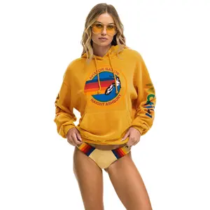 AVIATOR NATION HAIGHT ASHBURY RELAXED PULLOVER HOODIE - GOLD