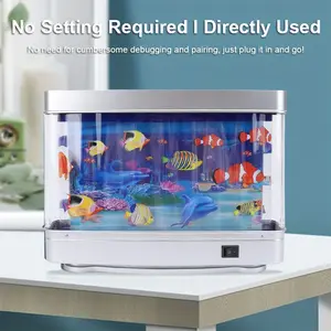 LED Dynamic Artificial Fish Tank Light, Aquarium Sensory Lamp, with Wall Shelf Display, Ocean Scene Decor Lamp for Bedroom, Living Room, Office, Aquarium Decor, Office Relax, Oceanthemed Lighting, Switch Control Lighting