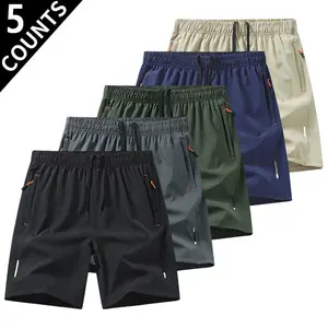 5 Pack Quick Dry Breathable Men's Shorts Casual Sport Style Anti Wrinkle Design Polyester Blend Solid Color Reflective Strips for Running Football Badminton Basketball Ping Pong Weightlifting Gym Workout Men's Shorts Set Shorts SpringStatements