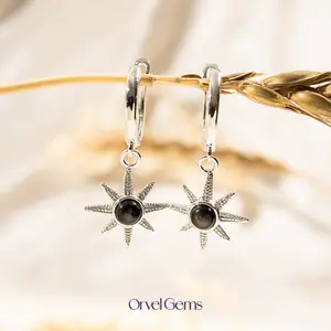 Natural Sheen Obsidian Sun Earrings – Handcrafted Celestial Crystal Jewelry for Protection & Healing, Thoughtful Gift for Her, Friends & Family