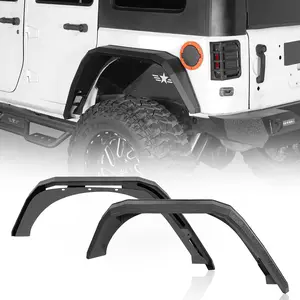 Hooke Road Aftermarket Flat Rear Fender Flares For 2007-2018 Jeep Wrangler JK Vehicle Protector
