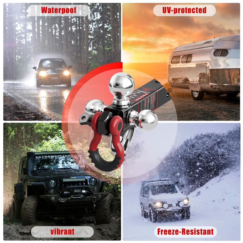TYT Tri Ball Trailer Hitch Mount 2" Receiver - 3-in-1 Towing System w/ 2-5/16" 2" 1-7/8" Hitch Balls, Locking Security Pin, Tow Hook & Clevis Shackle - Heavy Duty for Trucks, RV, Boat Trailers (Father's Day Gift)