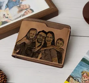 Family Portrait Engraved Wallet, family love, Custom, Memory, Heartfel, Meaningful, Photo, Picture,  Craft leather wallet,Slim Wallet,Minimalist,Men’s Wallet,Card Holder,Trendy 2025,Luxury